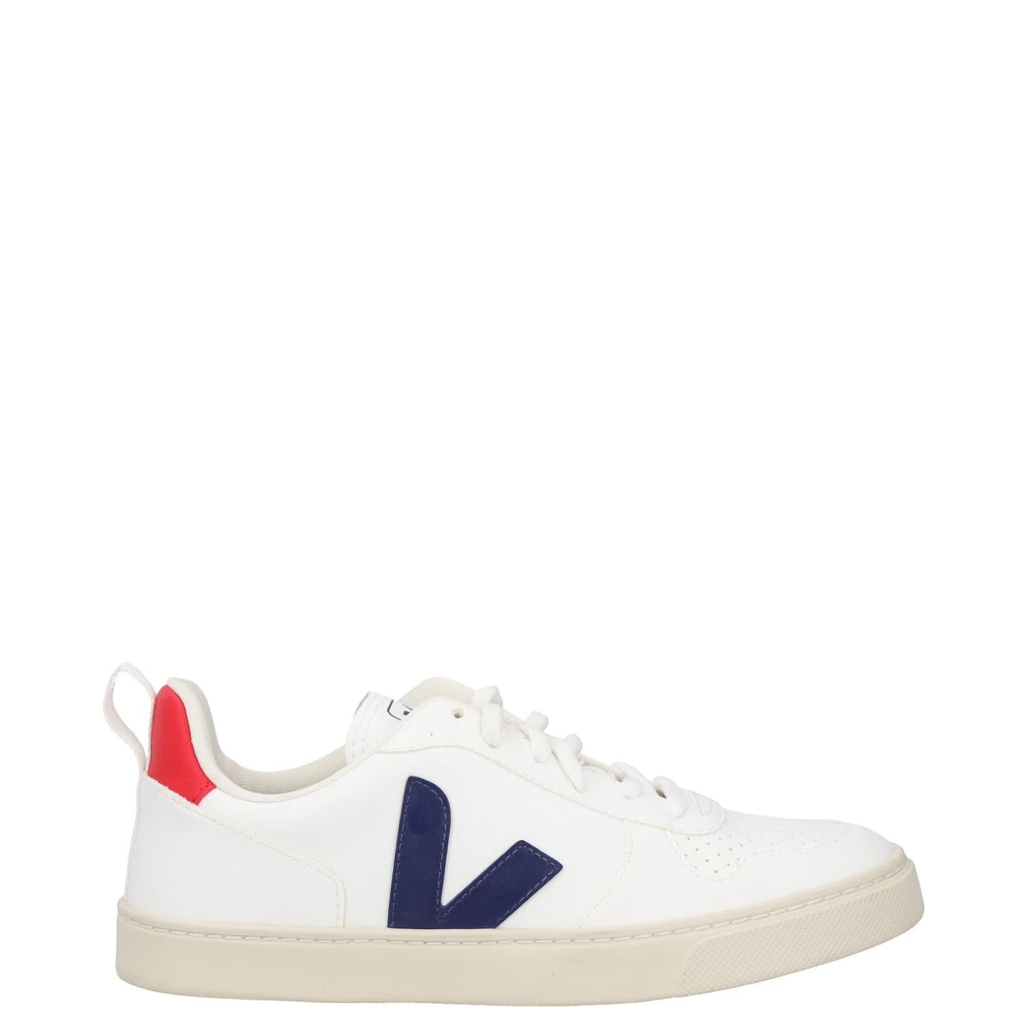 VEJA Womens Trainers White Leather Low Top Lace Up Red Blue Upper UK 4 RRP 140