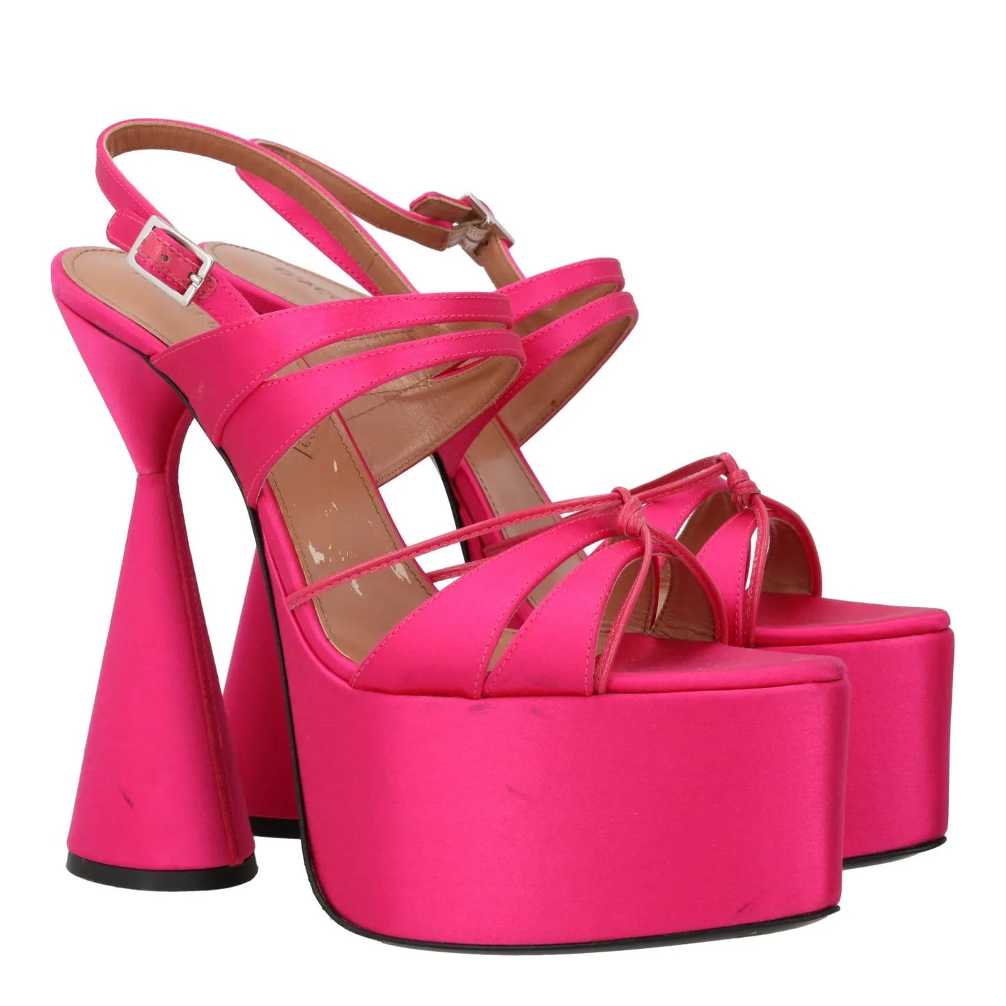 DACCORI Womens Strappy Platform Slingback Sandal Satin Pink EU 38.5 RRP 795 — View 9