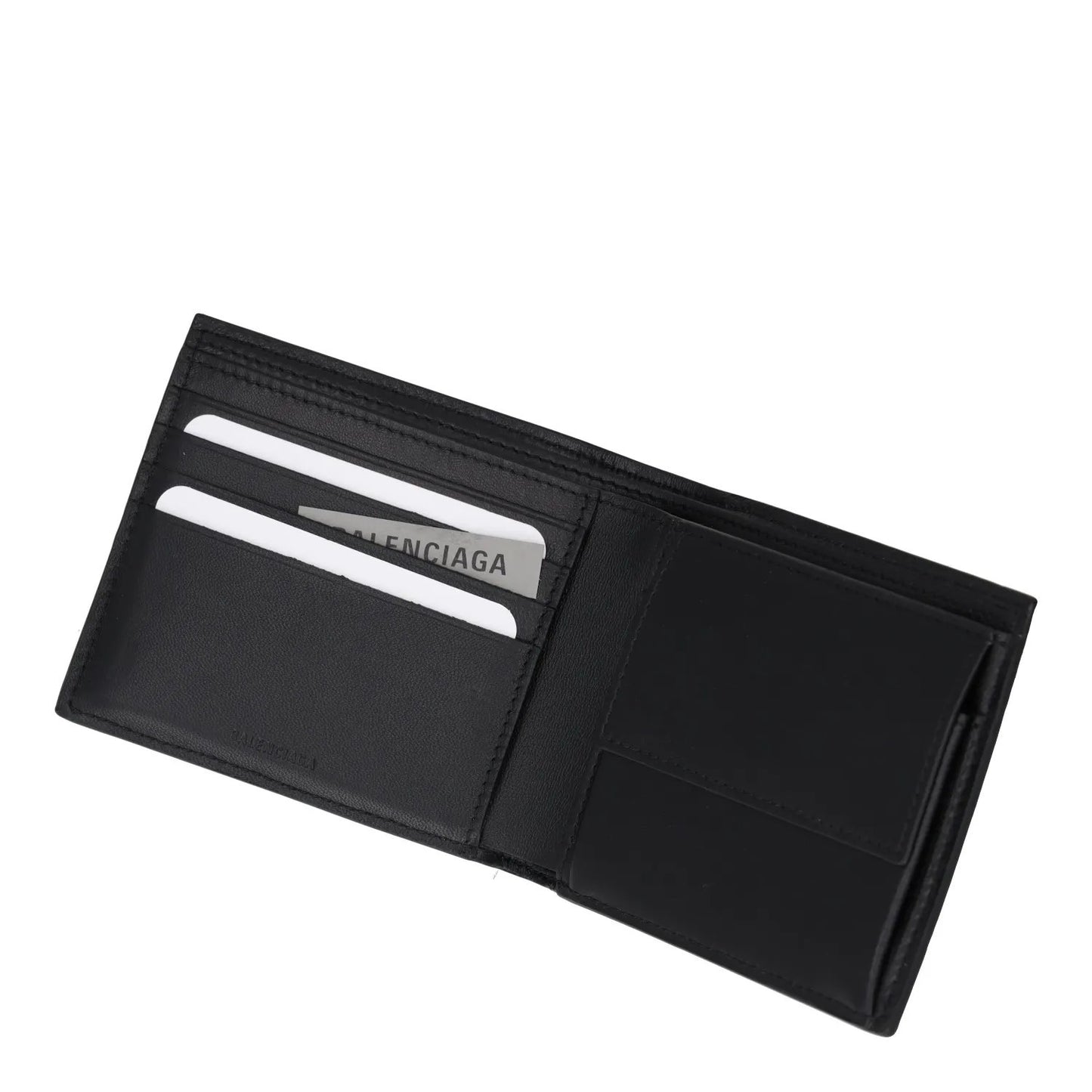 BALENCIAGA Mens Wallet Folding Logo Accent Black Leather One Size RRP 375 — View 3