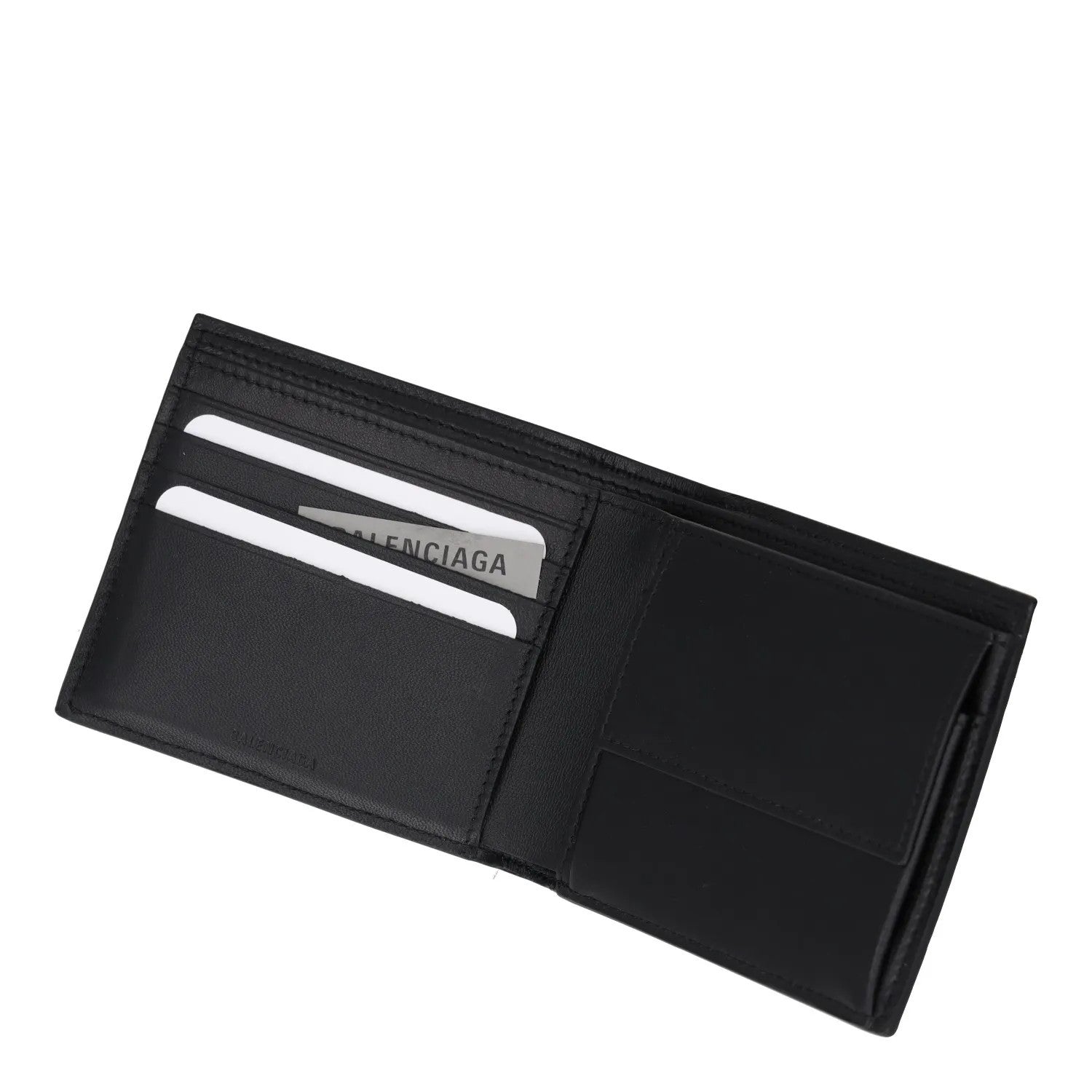 BALENCIAGA Mens Wallet Folding Logo Accent Black Leather One Size RRP 375 — View 3