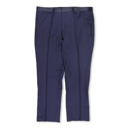 DE CORATO SARTOCIA Mens Dress Pants Blue Wool Blend Zip Closure RRP 200