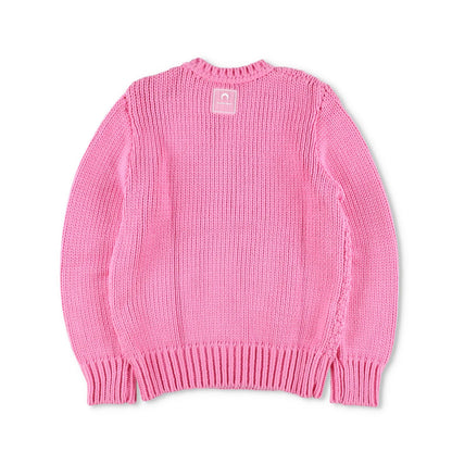 MARINE SERRE Womens Jumper Chunky Knit Crewneck Pullover Pink Size XS RRP 1120 — View 4