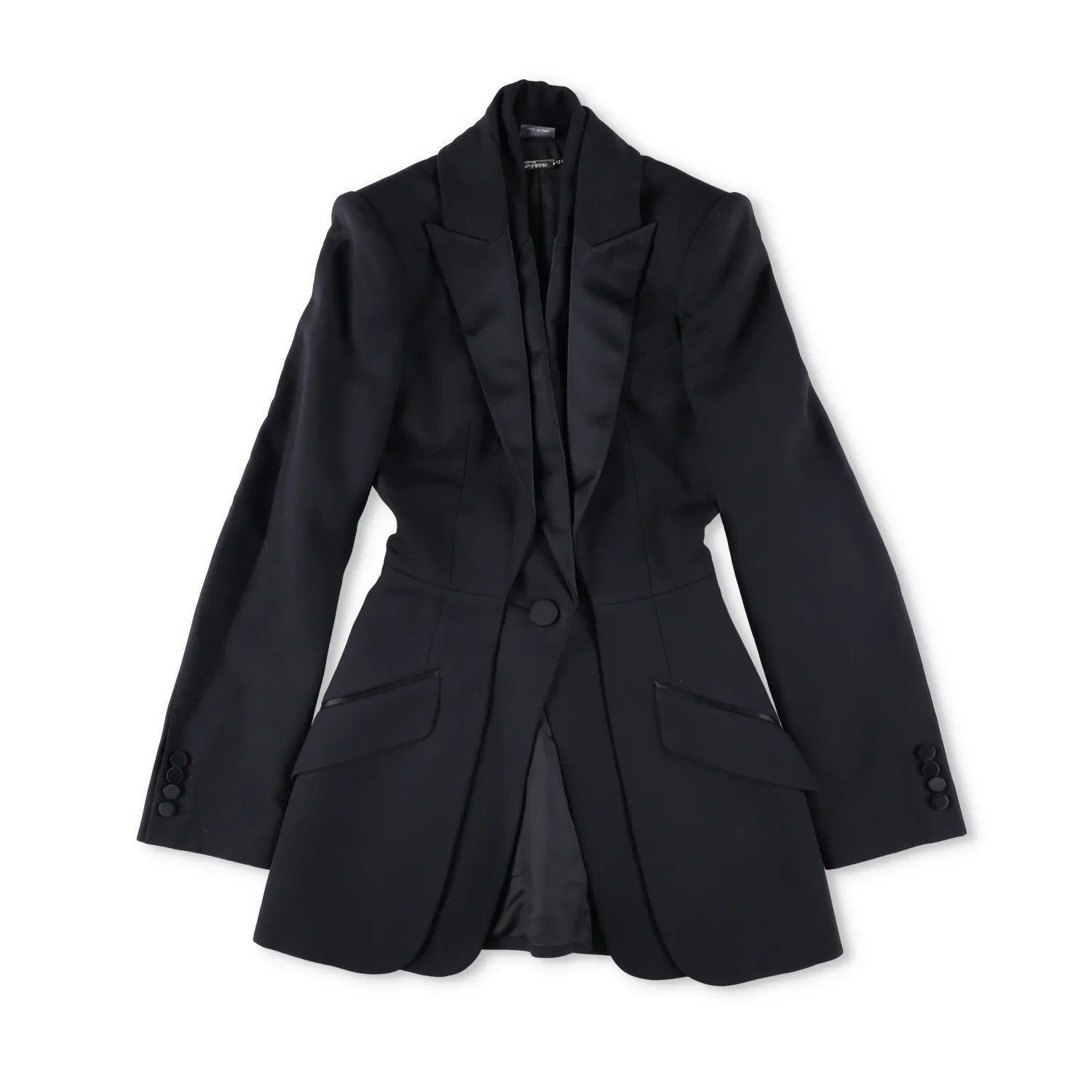 ALEXANDER MCQUEEN Womens Formal Blazer Black Cotton Blend Mid Length 38 RRP 700 — View 5