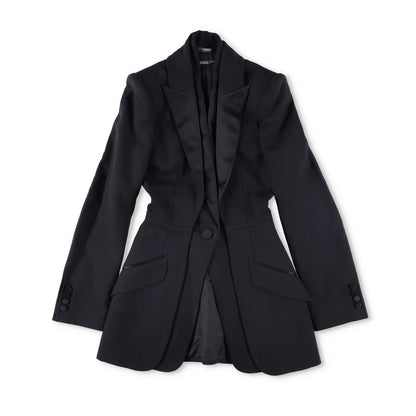 ALEXANDER MCQUEEN Womens Formal Blazer Black Cotton Blend Mid Length 38 RRP 700 — View 5