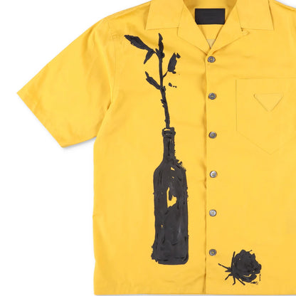 PRADA Mens Shirt Colourblock Short Sleeve Yellow Large Graphic Design S RRP 1100 — View 3