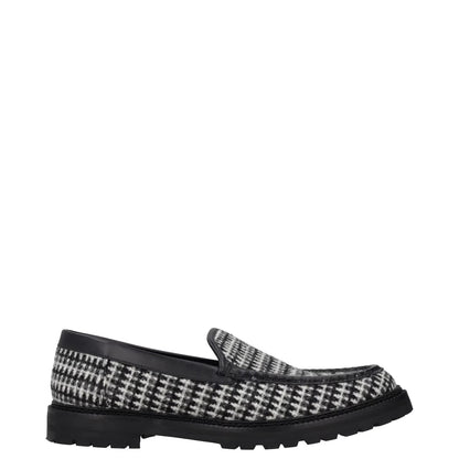 MANOLO BLAHNIK Womens Tweed Loafers Black Grey Leather Slip On UK 7 RRP 725