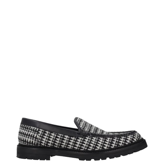 MANOLO BLAHNIK Womens Tweed Loafers Black Grey Leather Slip On UK 7 RRP 725