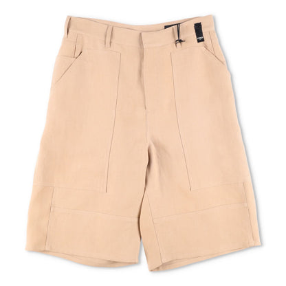 FENDI Mens Bermuda Shorts Paper Canvas Beige Flat Front Zip Size 46 RRP 945