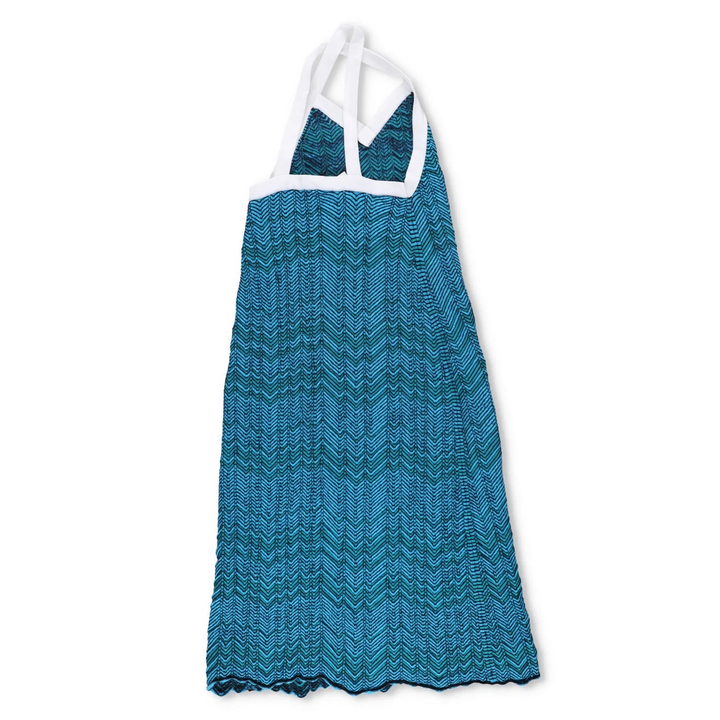 WALES BONNER Womens Palm Knit Midi Dress Blue Tie Chevron Sleeveless M RRP 585 — View 8