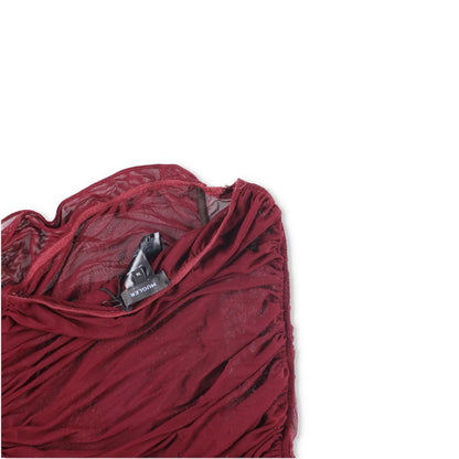 MUGLER Women Skirt Midi with Slit Asymmetric Red Ruched Knit Size 36 RRP 425 — View 7
