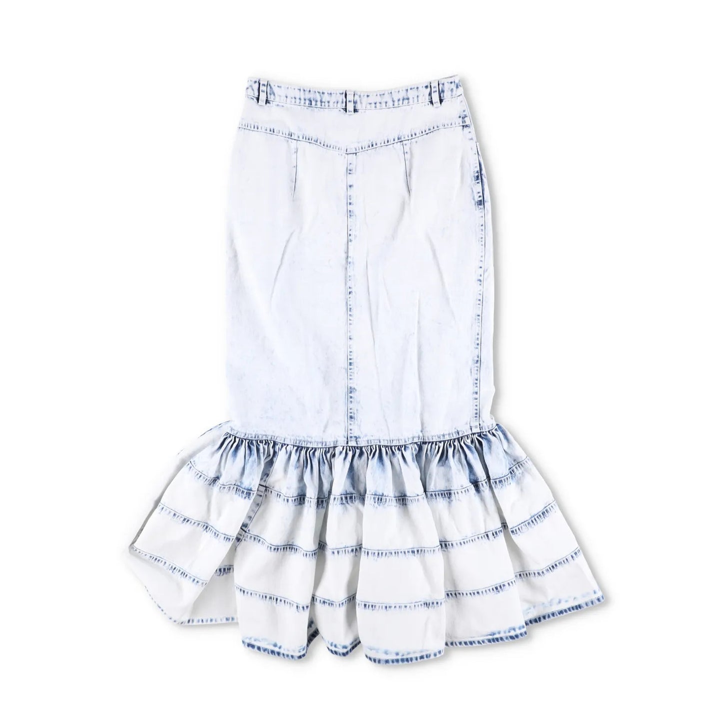 HUISHAN ZHANG Womens Noelani Midi Skirt Denim Peplum Hem Washed Blue 8 RRP 895 — View 5