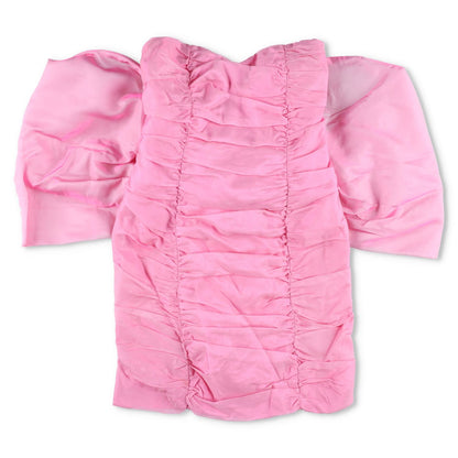 ROTATE Womens Sheer Satin Bow Mini Dress Bandaue Cameo Pink Size 36 RRP 380