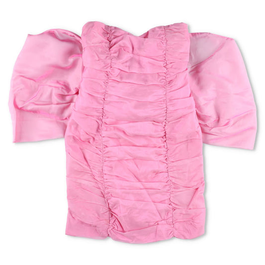 ROTATE Womens Sheer Satin Bow Mini Dress Bandaue Cameo Pink Size 36 RRP 380