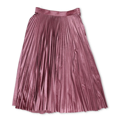 VALENTINO Womens Midi Skirt Satin Pleated Pink Shiny Polyester Blend S RRP 1450