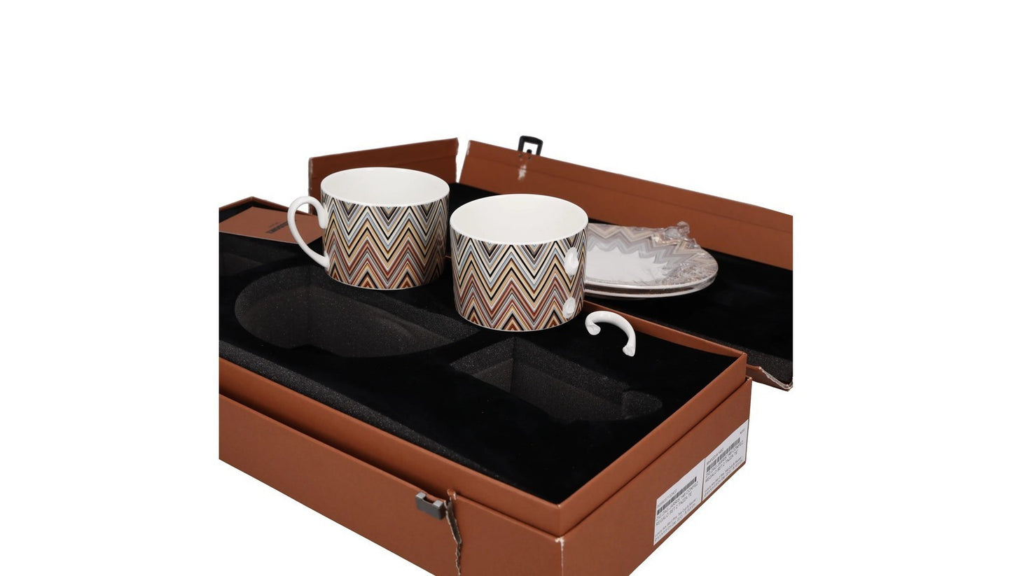 MISSONI TABLEWARE Zig Zag Jarris 148 Set Of 2 Tea Cup & Saucer Geometric RRP 231 — View 5