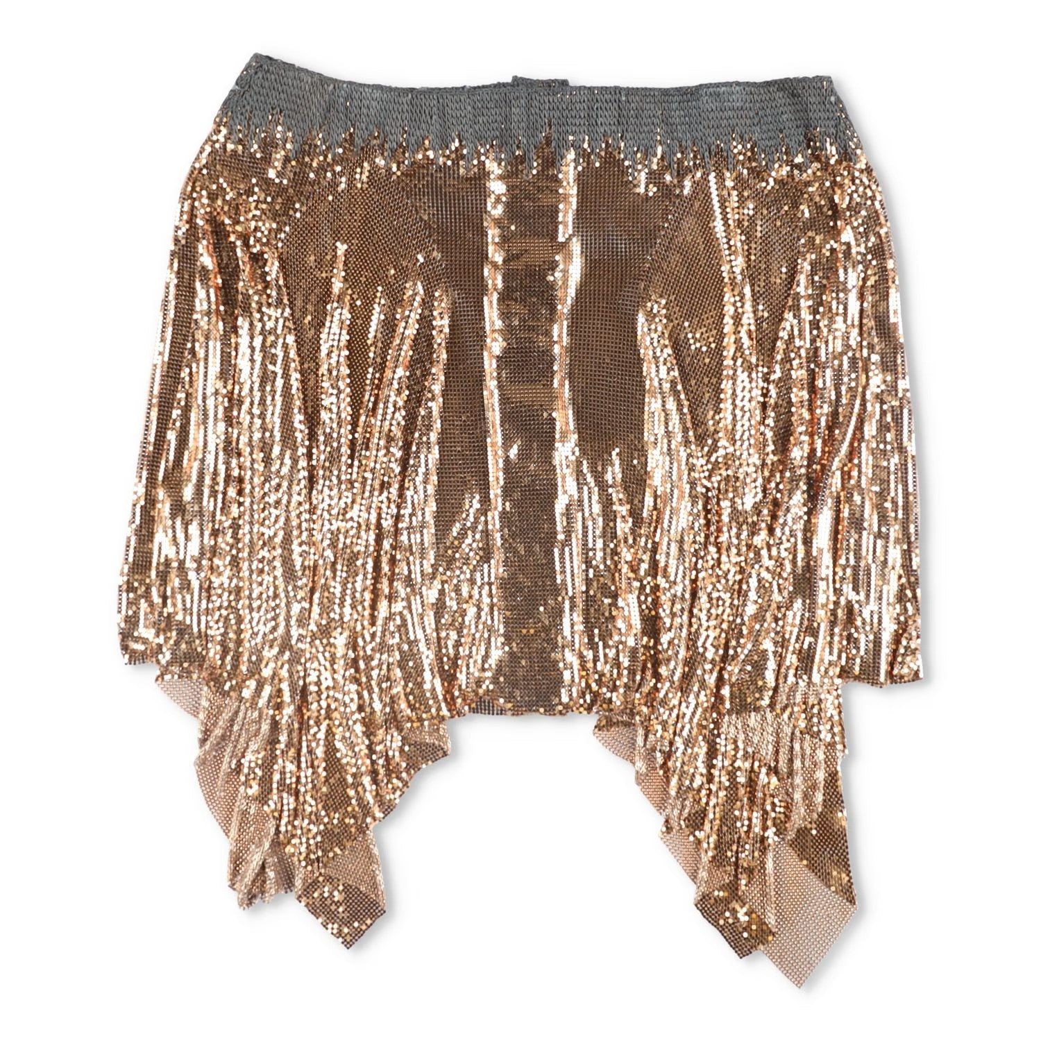 PACO RABANNE Womens Mini Skirt Metal Gold Hook Eye Closure Party Size 40 RRP1400