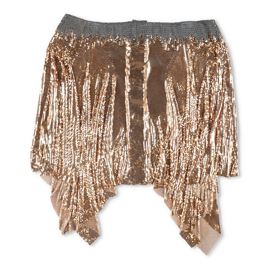 PACO RABANNE Womens Mini Skirt Metal Gold Hook Eye Closure Party Size 40 RRP1400