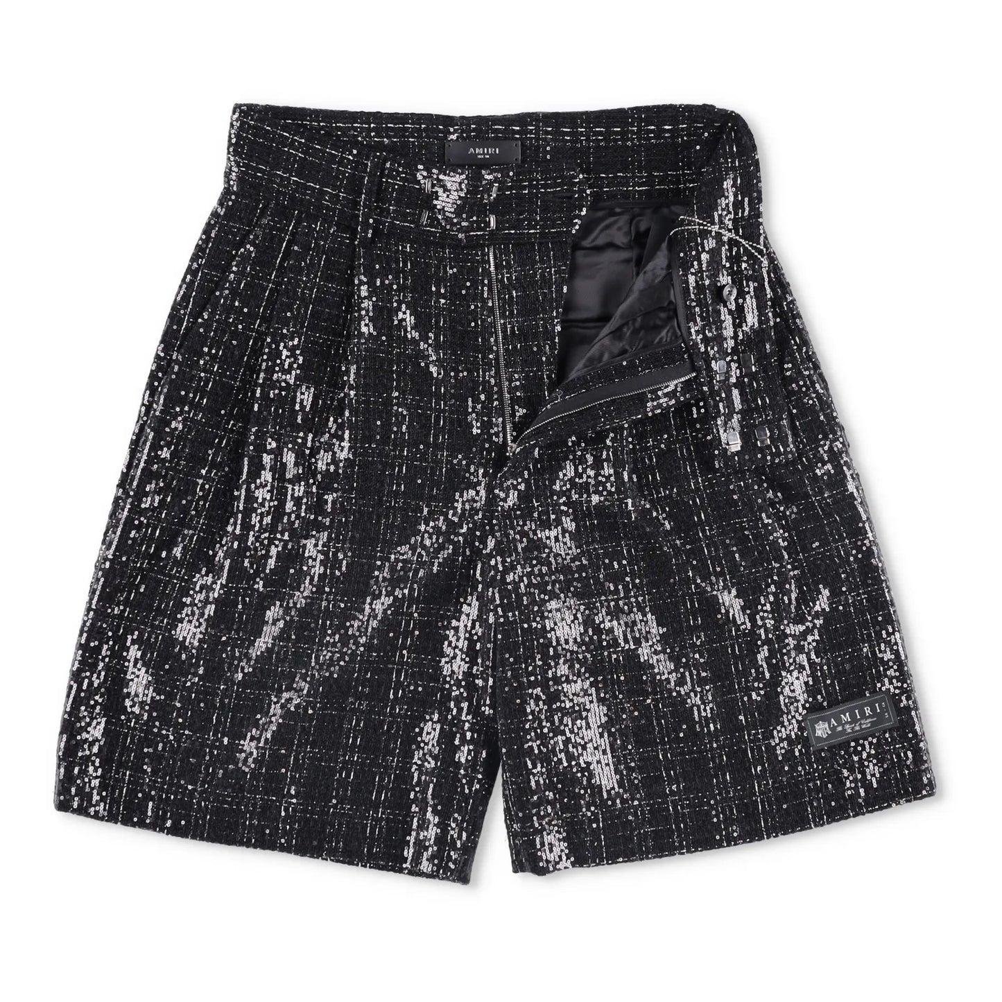 AMIRI Mens Sequin Boucle Skater Shorts Black Tweed Shiny Size 50 RRP 890 — View 6