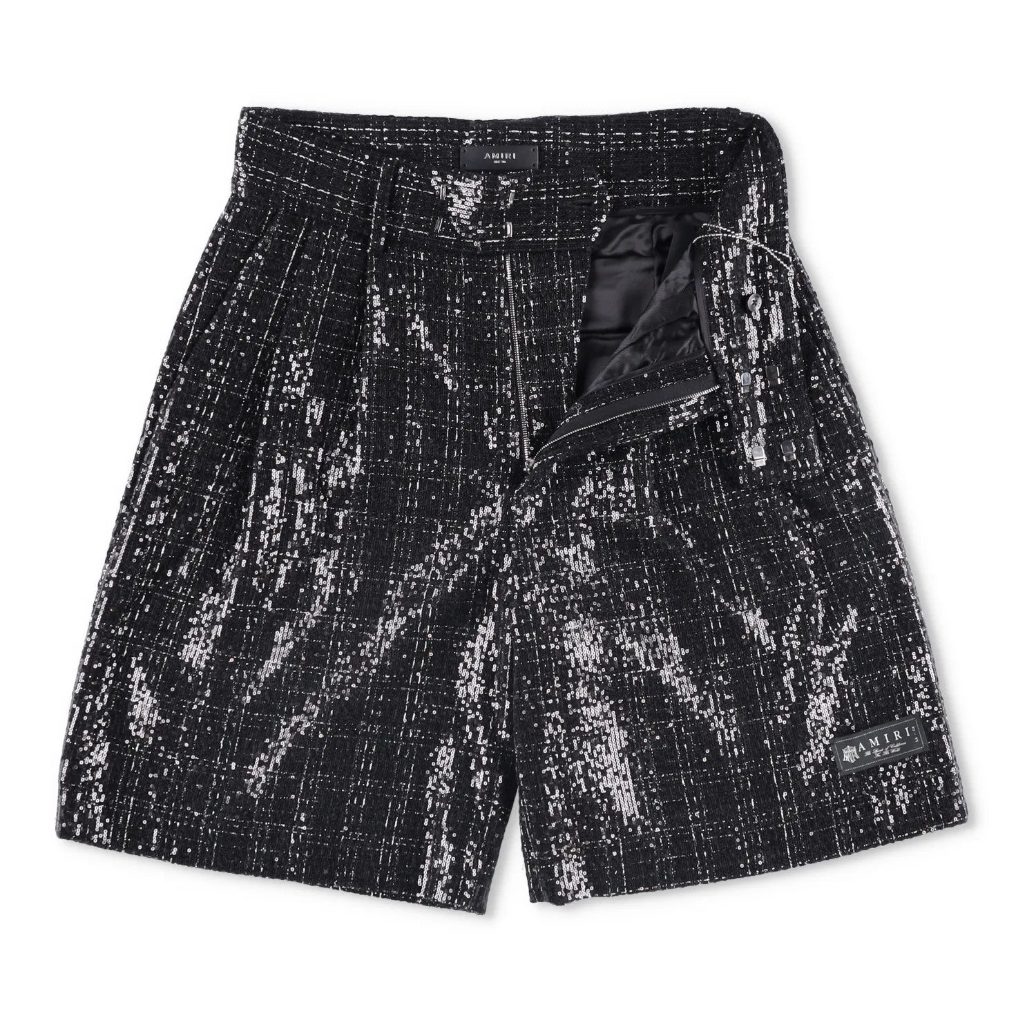 AMIRI Mens Sequin Boucle Skater Shorts Black Tweed Shiny Size 50 RRP 890 — View 6