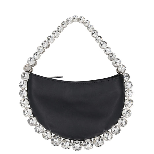 L'Alingi Womens Top Handle Bag Black Leather Silver Handle Size S RRP 700
