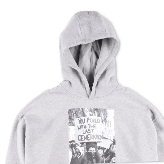 WWS Mens Hoodie Cotton Hoodie Pullover Front Large Print Grey Size S RRP 150 — View 2