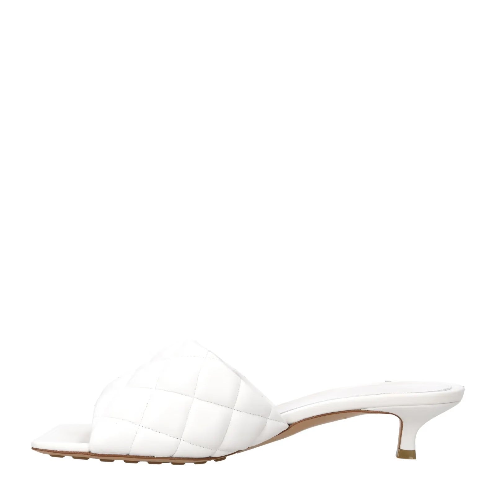 BOTTEGA VENETA Womens Mule Mid Heel Leather Quilted Square Toe White EU34 RRP810 — View 4