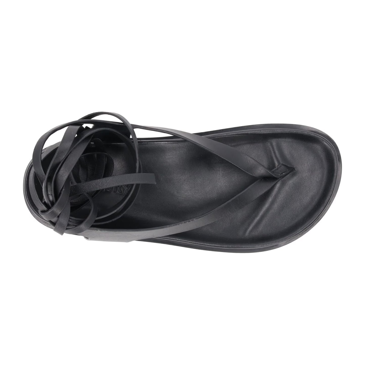 AEMERY Womens Shel Flat Thong Sandal Leather Black Ankle Tie Comfort UK 4 RRP157 — View 7