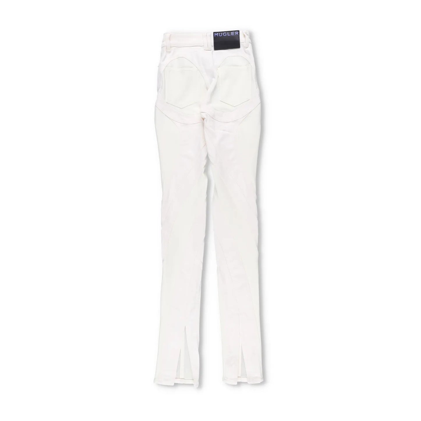 MUGLER Womens Skinny Jeans High Waist Tonal Inserts Split Hem White 34 RRP 575 — View 9