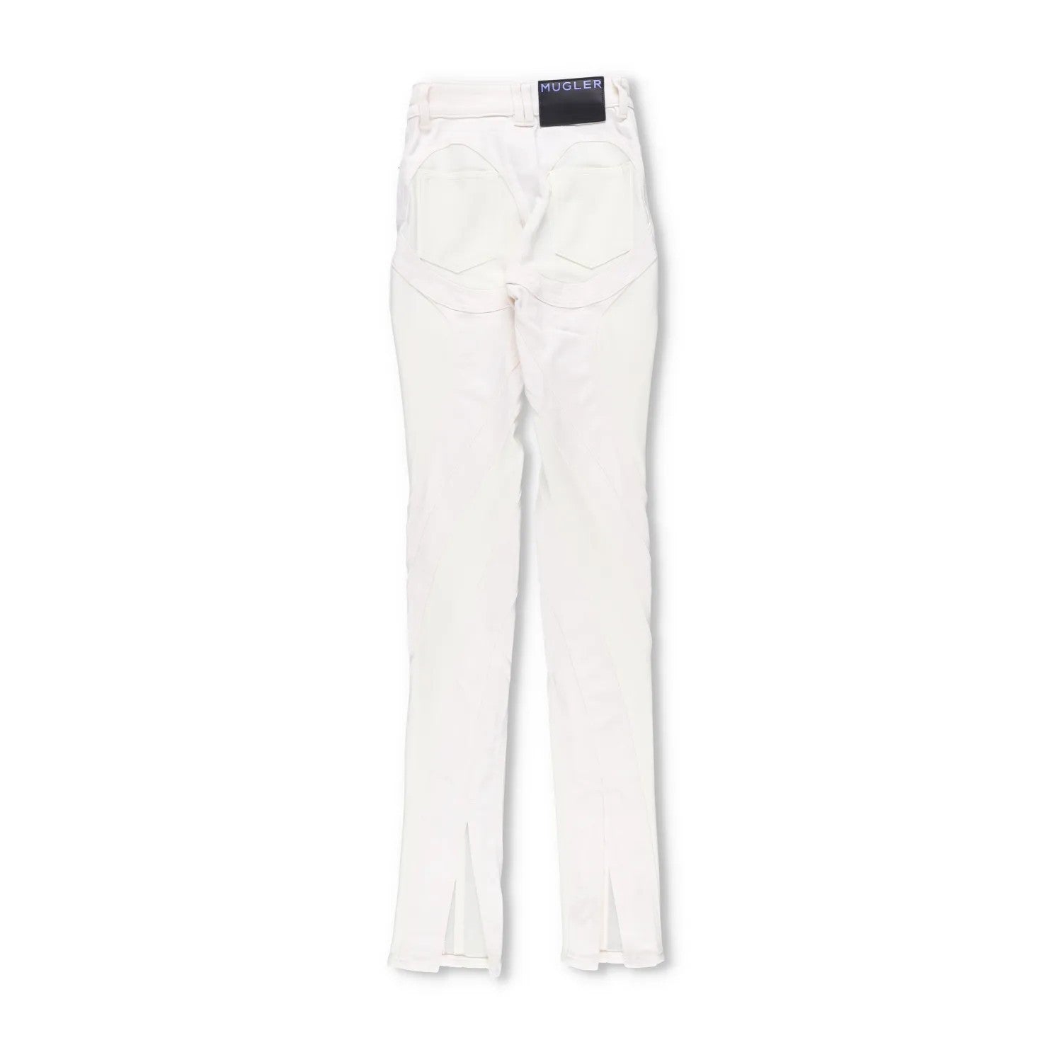 MUGLER Womens Skinny Jeans High Waist Tonal Inserts Split Hem White 34 RRP 575 — View 9