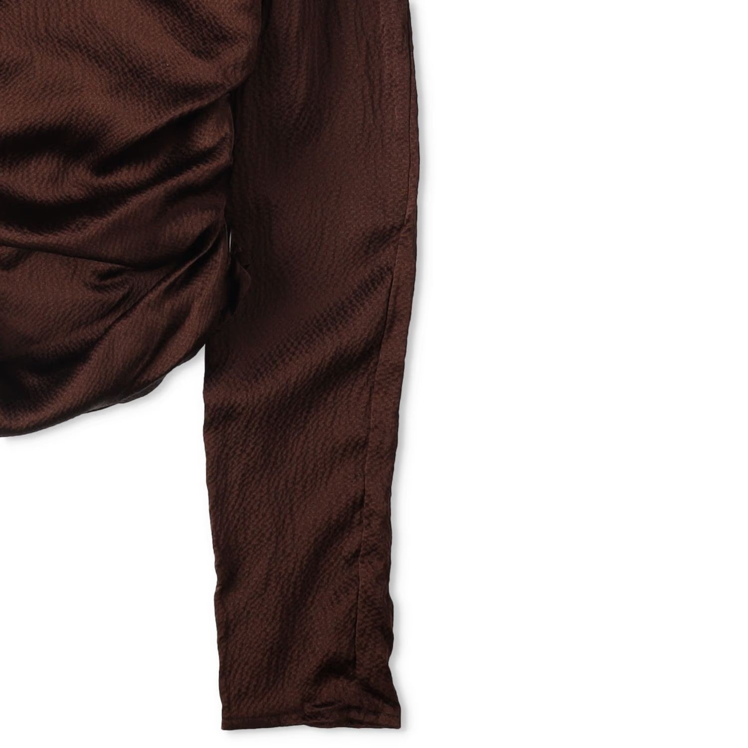 ELLEME Womens Scoop Neck Lomng Sleeve Knot Gathered Top Brown 34 RRP 385 — View 7