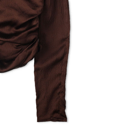 ELLEME Womens Scoop Neck Lomng Sleeve Knot Gathered Top Brown 34 RRP 385 — View 7