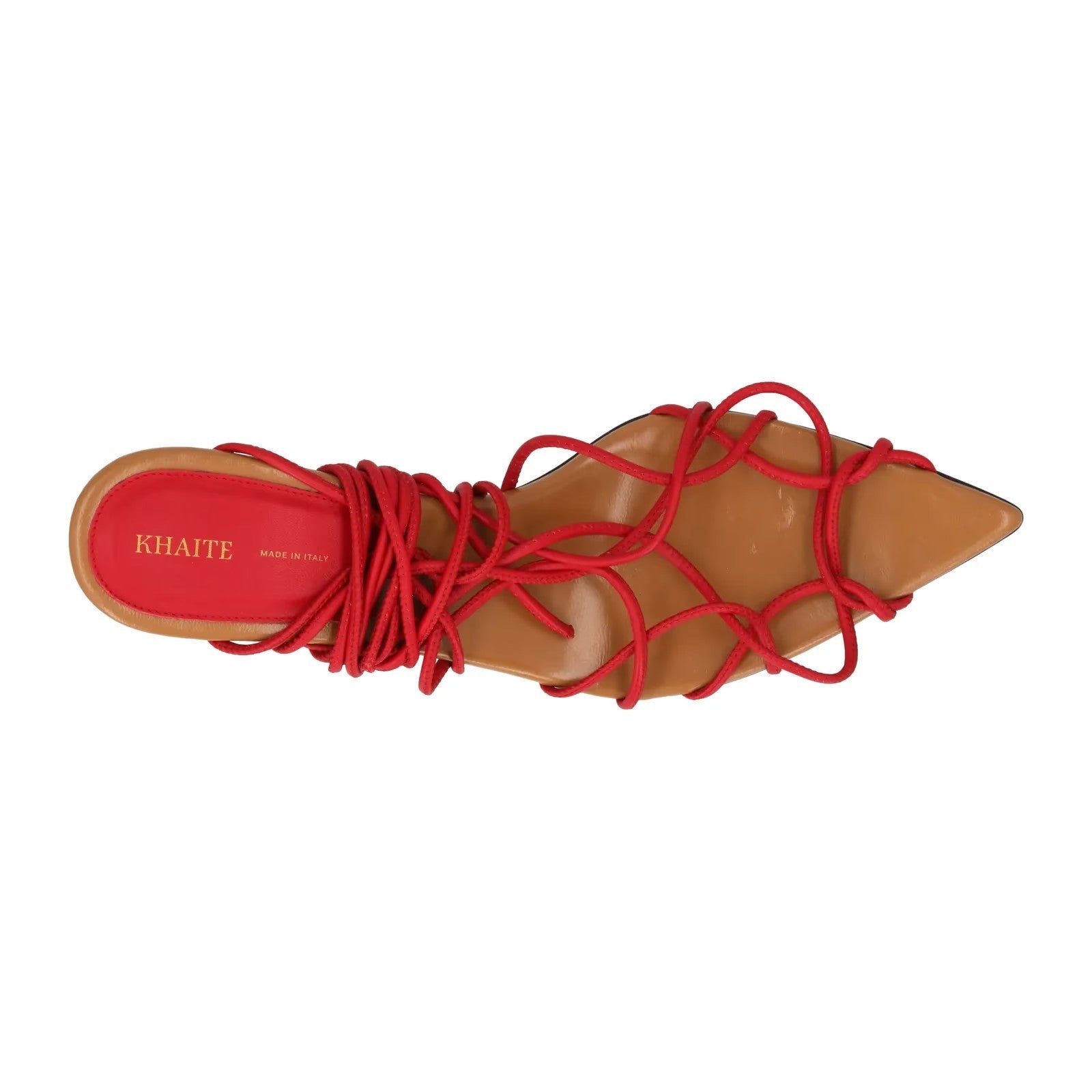 KHAITE Womens Arden 45 Red Leather Kitten Heel Sandals Strappy UK 5 RRP 880 — View 7