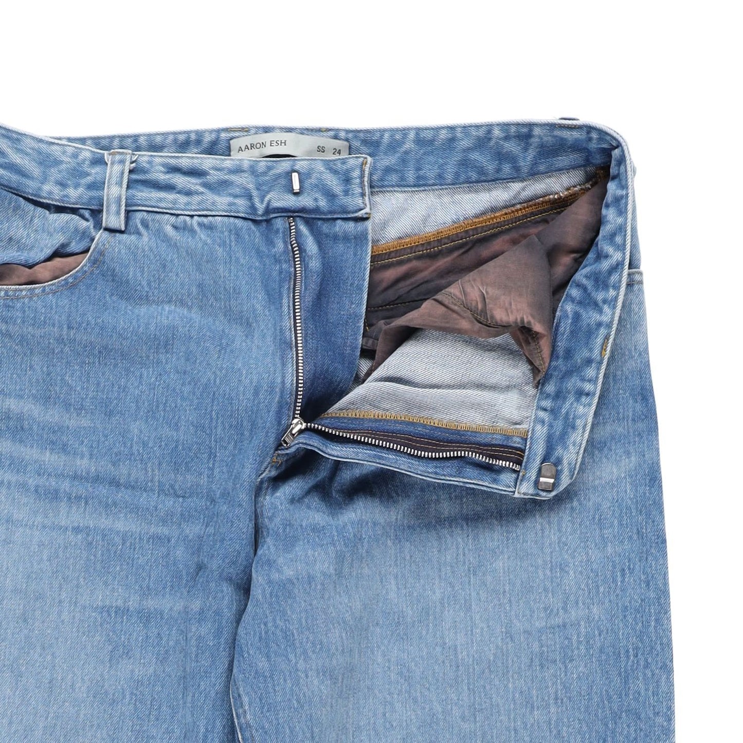 AARON ESH Mens Puddle Jean Blue Wash Flared Relaxed Fit High Rise Size 36 RRP403 — View 8