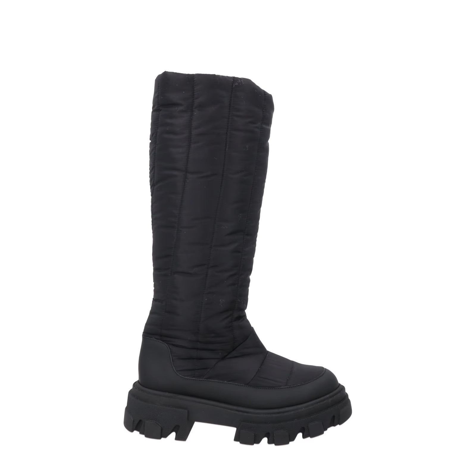 GIA COUTURE Womens Knee High Boot Black Fabric Flat Rubber Padded EU35 RRP500