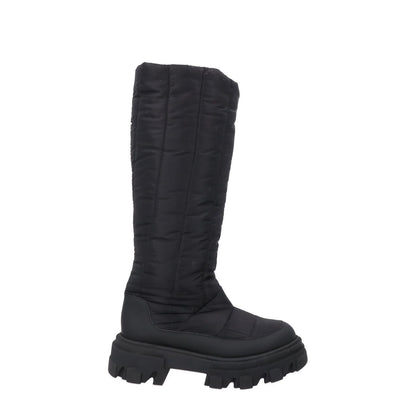 GIA COUTURE Womens Knee High Boot Black Fabric Flat Rubber Padded EU35 RRP500