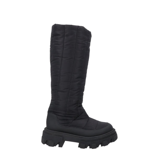 GIA COUTURE Womens Knee High Boot Black Fabric Flat Rubber Padded EU35 RRP500