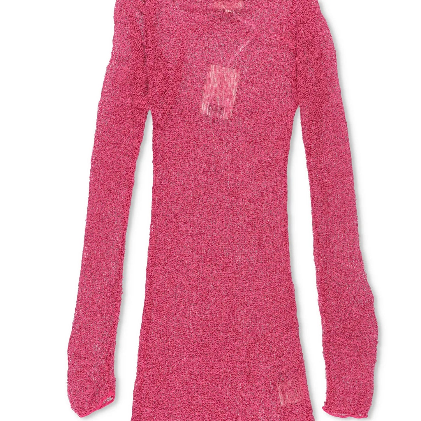 AMBRA MADDALENA Womens Andy Mini Dress Pink Sheer Long Sleeve Boat Neck L RRP135 — View 4