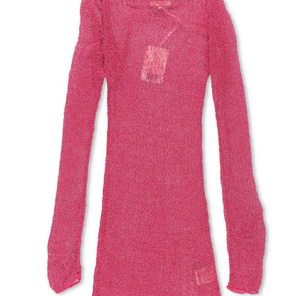 AMBRA MADDALENA Womens Andy Mini Dress Pink Sheer Long Sleeve Boat Neck L RRP135 — View 4