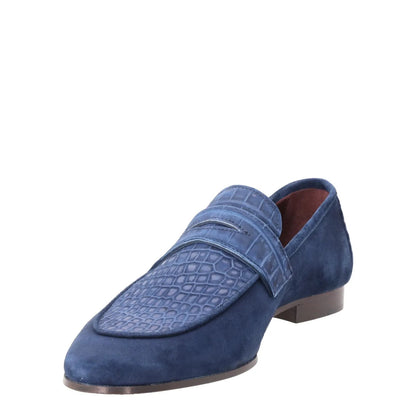 BOUGEOTTE Mens Slip On Loafers Suede Leather Almond Toe Blue UK 7 RRP 1955 — View 3