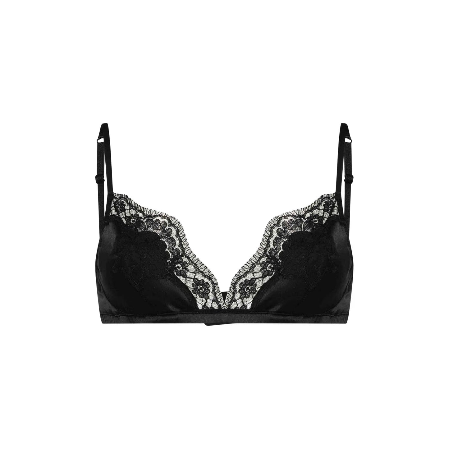 DOLCE&GABBANA Women Softcup Triangle Bra Cross Tie Lace Soft Cup Black 2XLRRP275