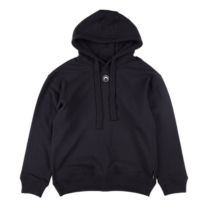 MARINE SERRE Womens Organic Cotton Fleece Hoodie Black Logo Size XS RRP 330