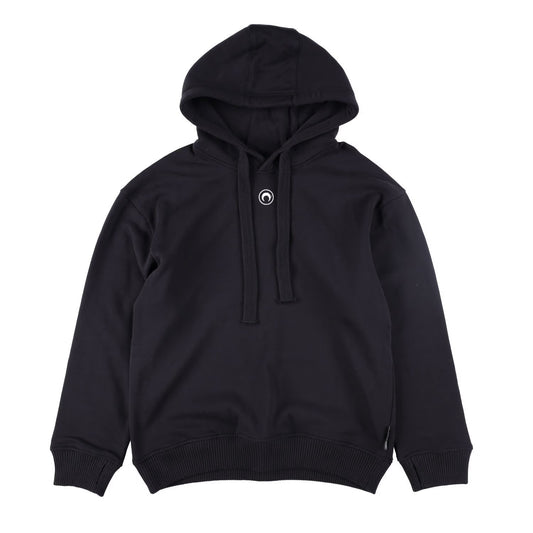 MARINE SERRE Womens Organic Cotton Fleece Hoodie Black Logo Size XS RRP 330