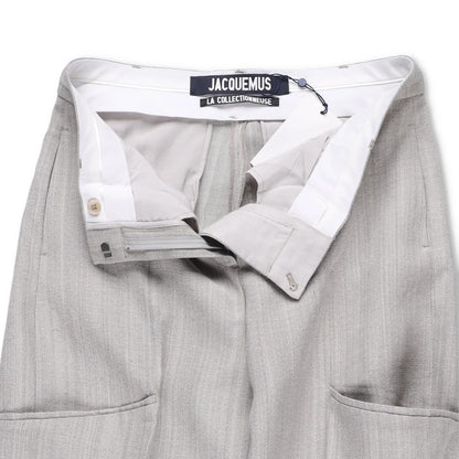 JACQUEMUS Womens Wide Leg Trousers Grey Silk Blend Pockets Size 40 RRP 300 — View 9