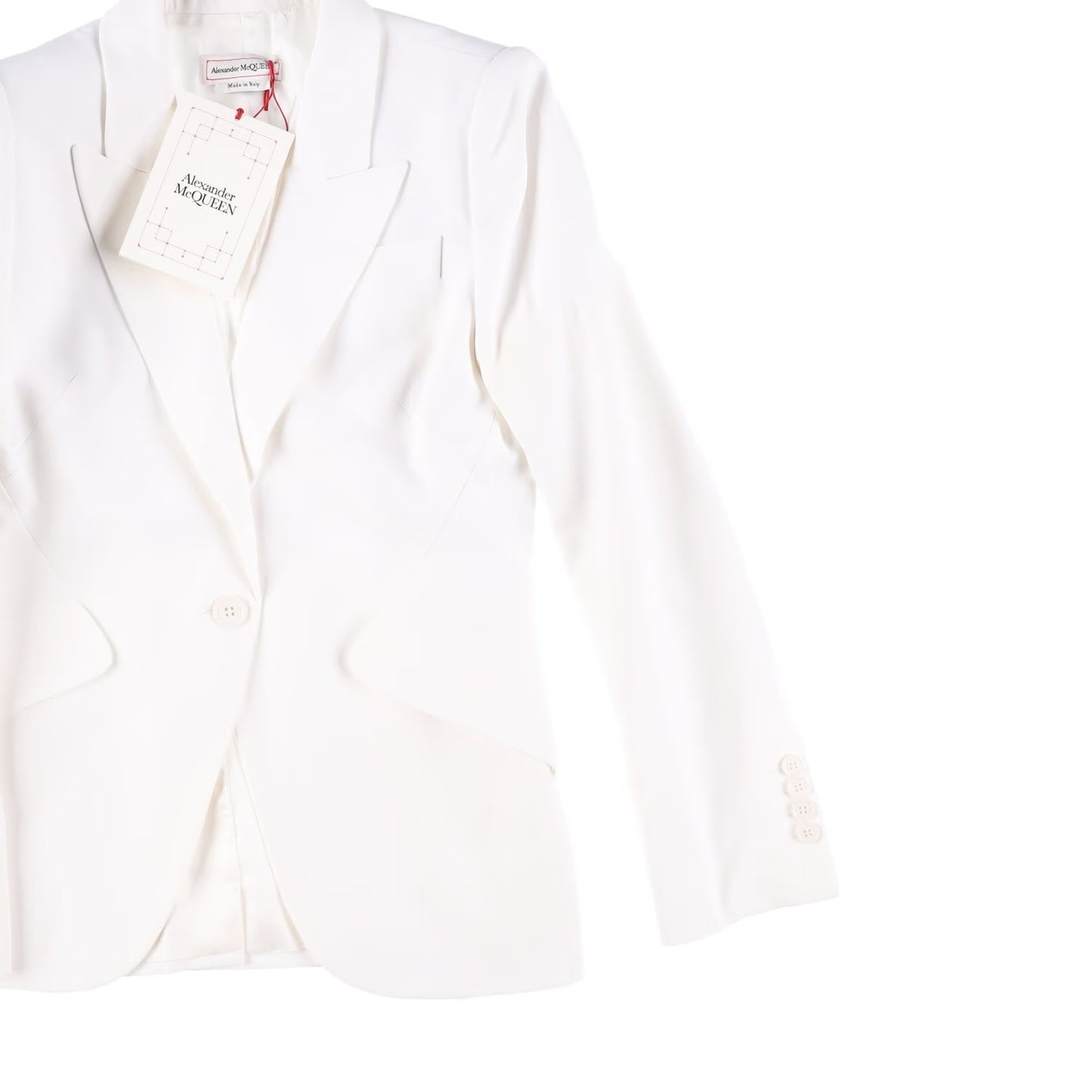 ALEXANDER MCQUEEN Womens Peak Shoulder One Button Jacket Ivory 42 RRP 1690 — View 5