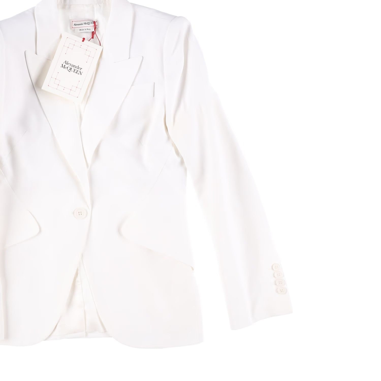 ALEXANDER MCQUEEN Womens Peak Shoulder One Button Jacket Ivory 42 RRP 1690 — View 5