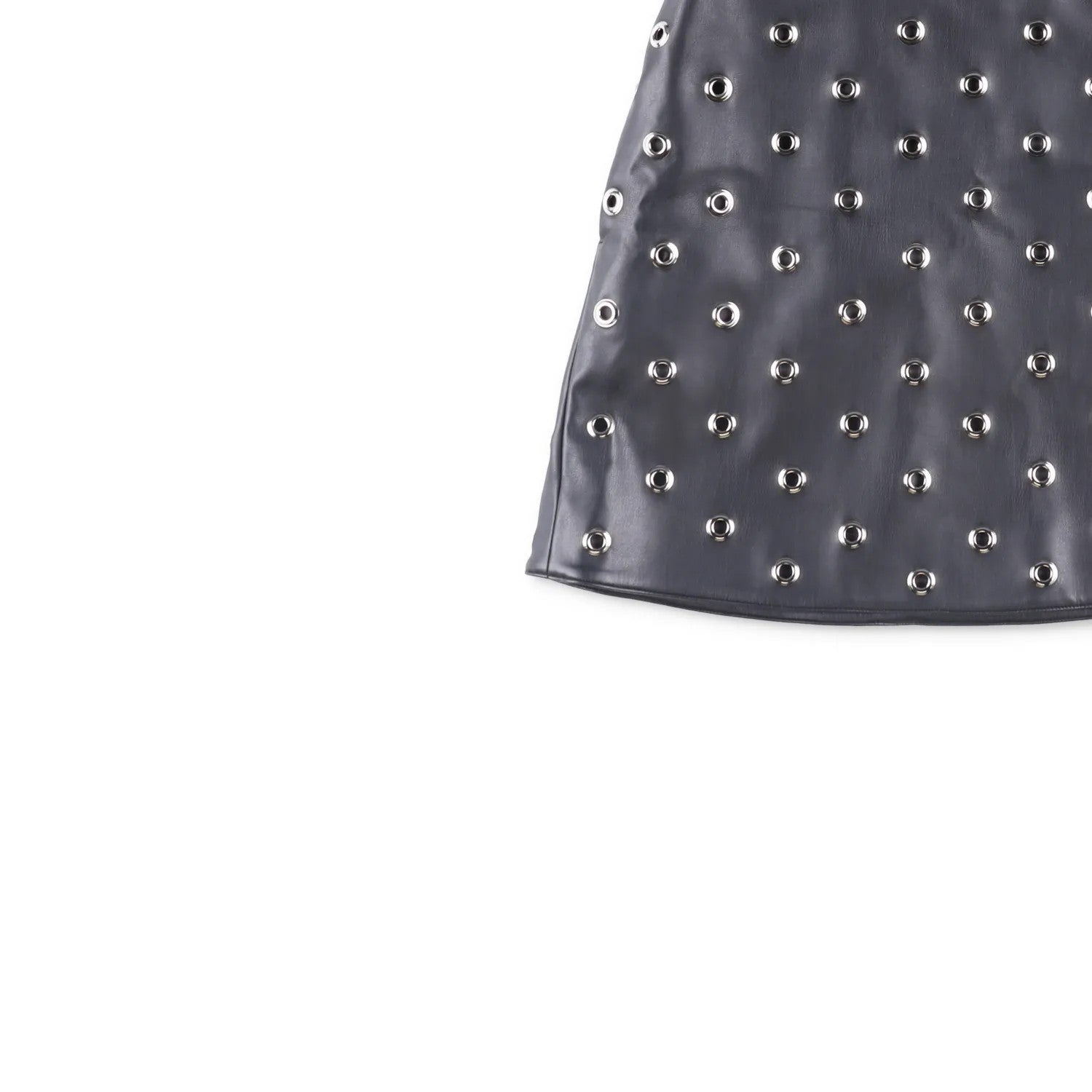 WE11DONE Womens Leather Skater Skirt Black Eyelet Accents Midi Size XS RRP 395 — View 3