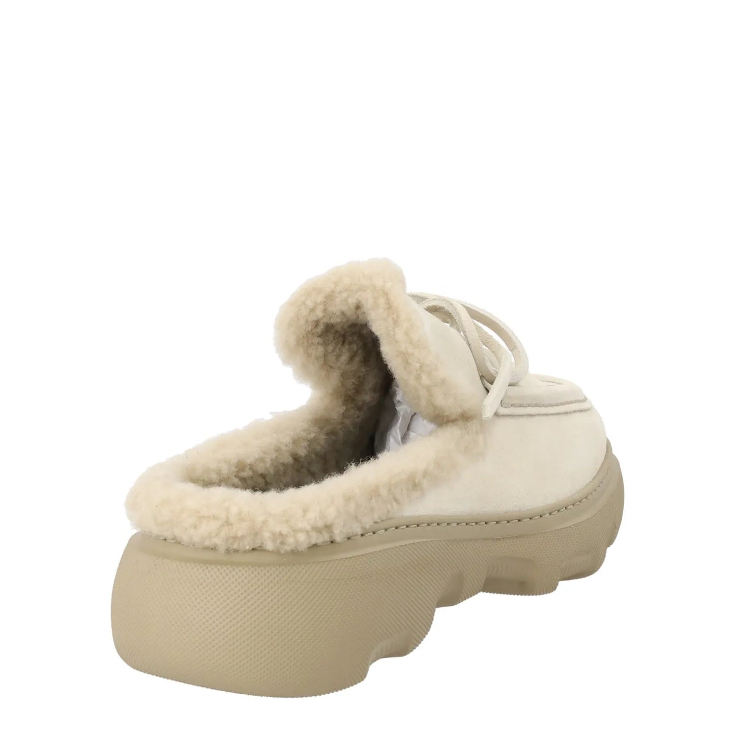 BURBERRY Stony Loafer Womens Suede Faux Fur Lining Lace Up Grey UK 8 RRP 690 — View 6