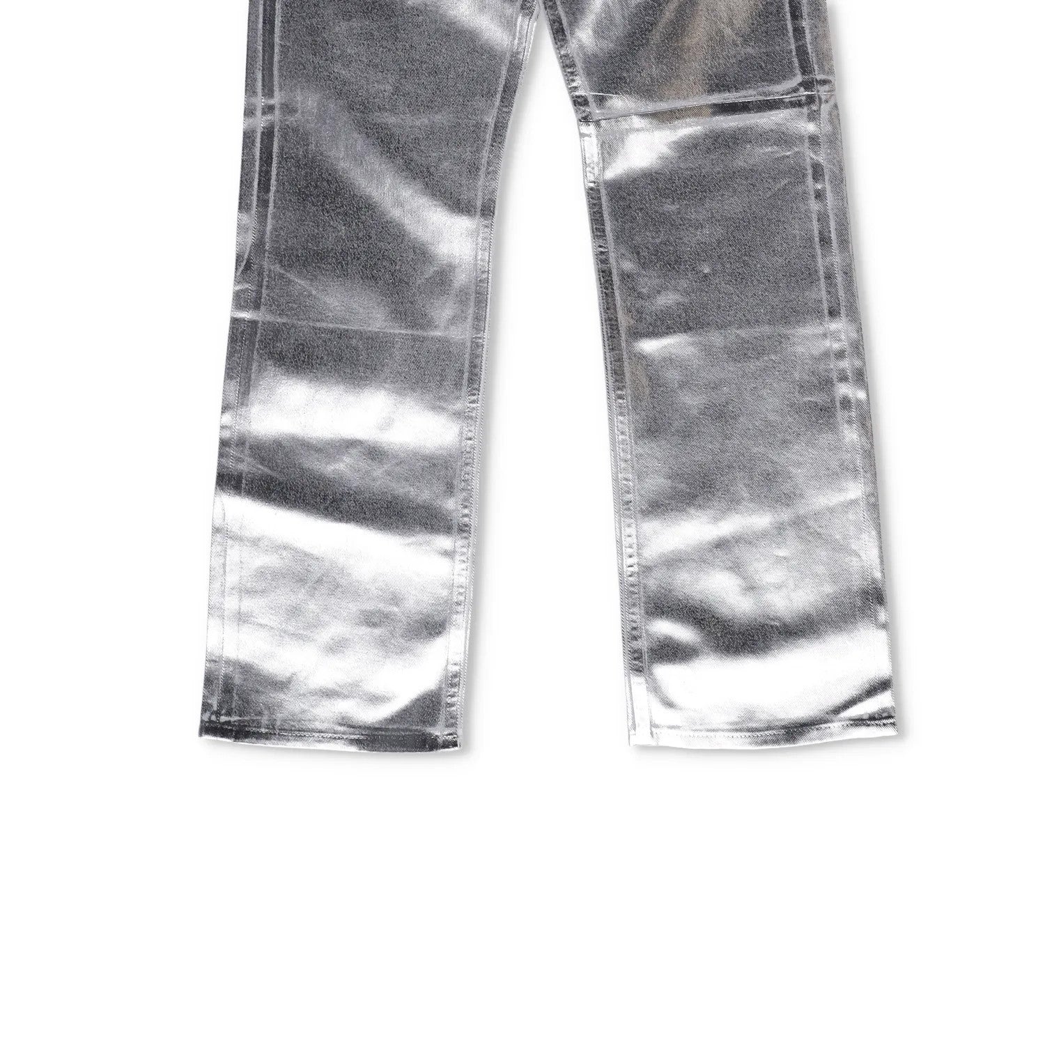 MM6 Mens Jeans Straight Leg High Waist Aluminium Denim Silver Size 26 RRP 406 — View 4