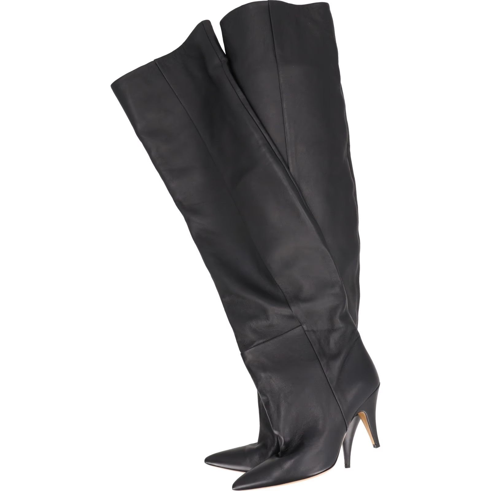KHAITE Women River 90 High Heel Knee High Slouch Boot Leather Black UK 6 RRP1750 — View 2