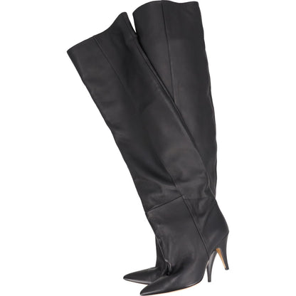 KHAITE Women River 90 High Heel Knee High Slouch Boot Leather Black UK 6 RRP1750 — View 2